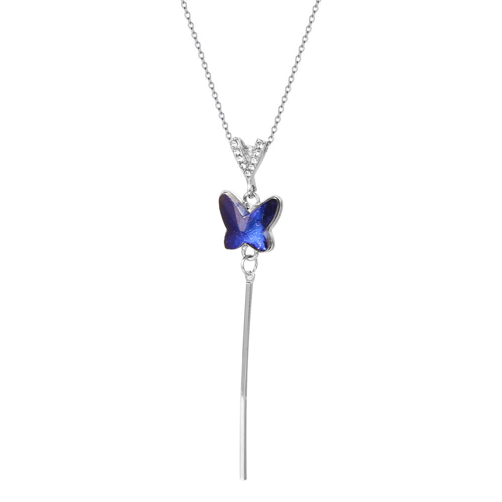 Simple and cold zircon pendant necklace fashion five-pointed star key cat clavicle chain niche design