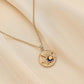 Simple personality light luxury niche metal hollow retro compass coin pendant necklace female