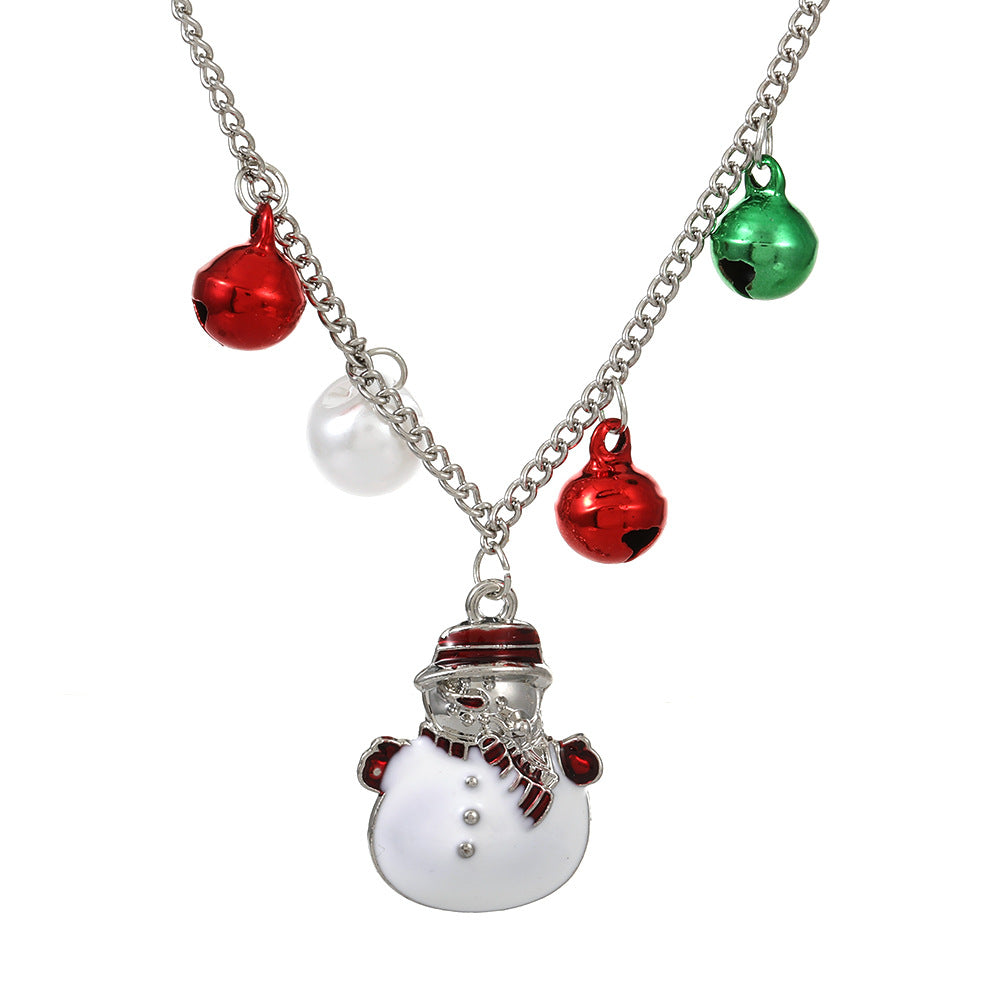 Christmas series necklace cartoon dripping oil snowman bell clavicle chain long sweater chain women