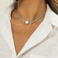 Jewelry Metal Texture Watch Chain Necklace Hip Hop Retro Inlaid Pearl Chain Clavicle Necklace