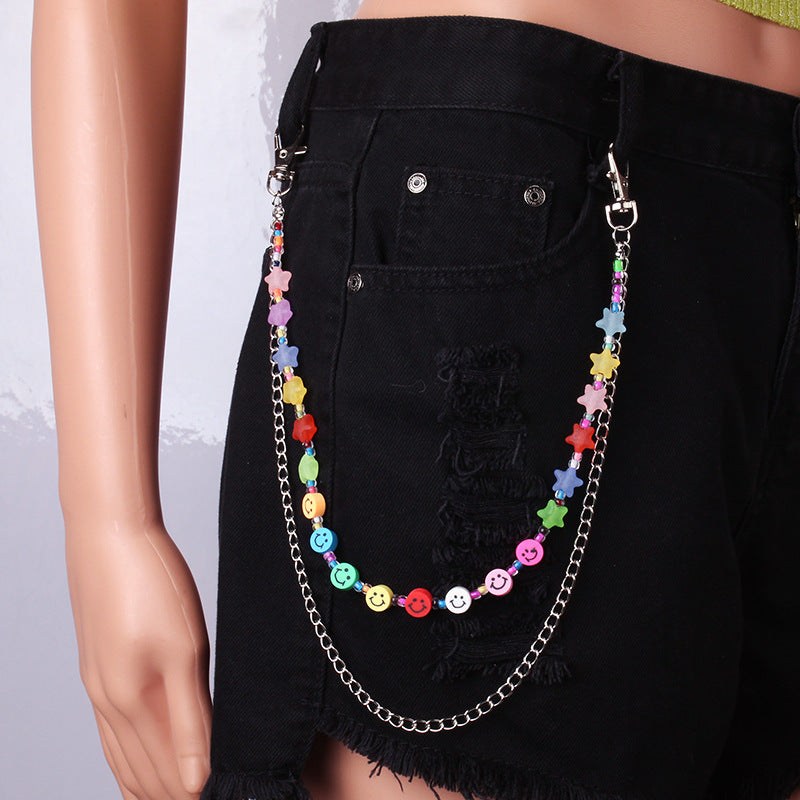 Jewelry Sexy Tassel Fruit Peach Heart Soft Pottery Pants Chain Double Chain Imitation Pearl Body Chain