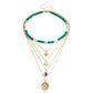 Jewelry Bohemian retro multi-layer color soft pottery geometric round pendant necklace female personality