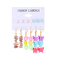 Ins color butterfly heart earring set fashion pearl flower mushroom earring six-piece set trendy