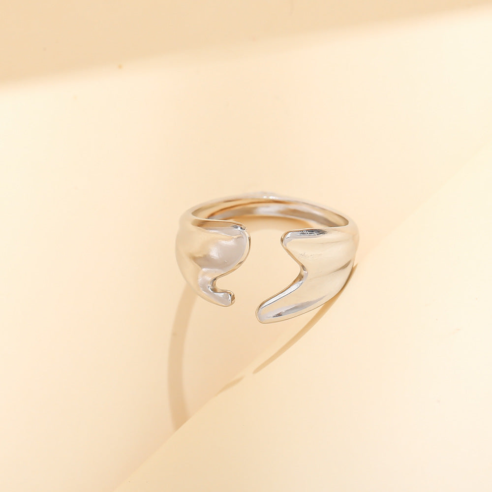 Fashion personality creative stainless steel open ring feather men and women titanium steel simple ins ring