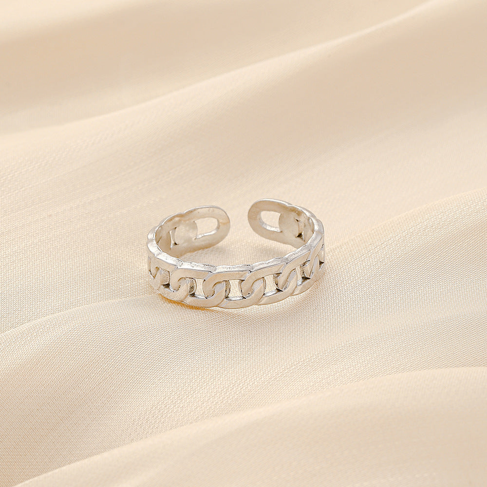 Fashion Simple Versatile Stainless Steel Ring Irregular Open Ring Ladies Ring Jewelry