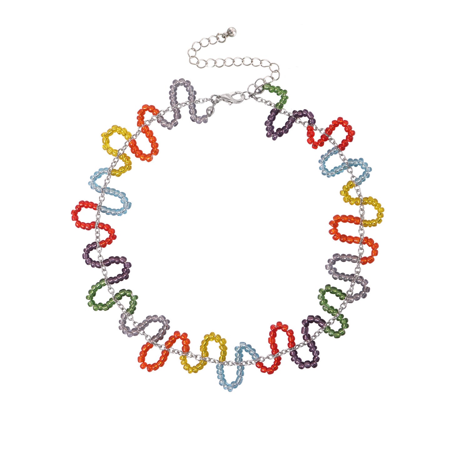 Jewelry Bohemian colored rice beads snake-shaped S-curved necklace ins niche fairy necklace