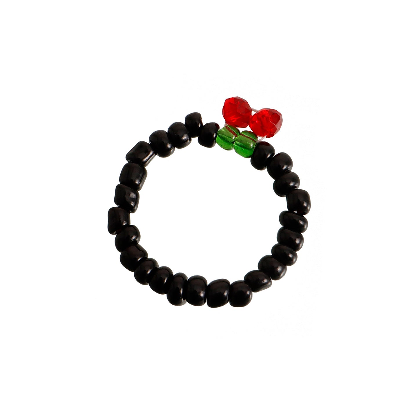 Jewelry Color Small Rice Beads Red Cherry Elastic Rope Ring Female Design Sense Niche Simple Hand Jewelry