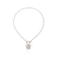 Jewelry Fashion OT Buckle Crystal Butterfly Pendant Necklace Women's Trendy Temperament Versatile Pearl Necklace