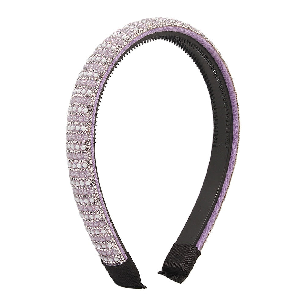 F391 Fashion Temperament Headwear Light Luxury Trend Personality Simple Diamond Inlaid Resin Slim Headband