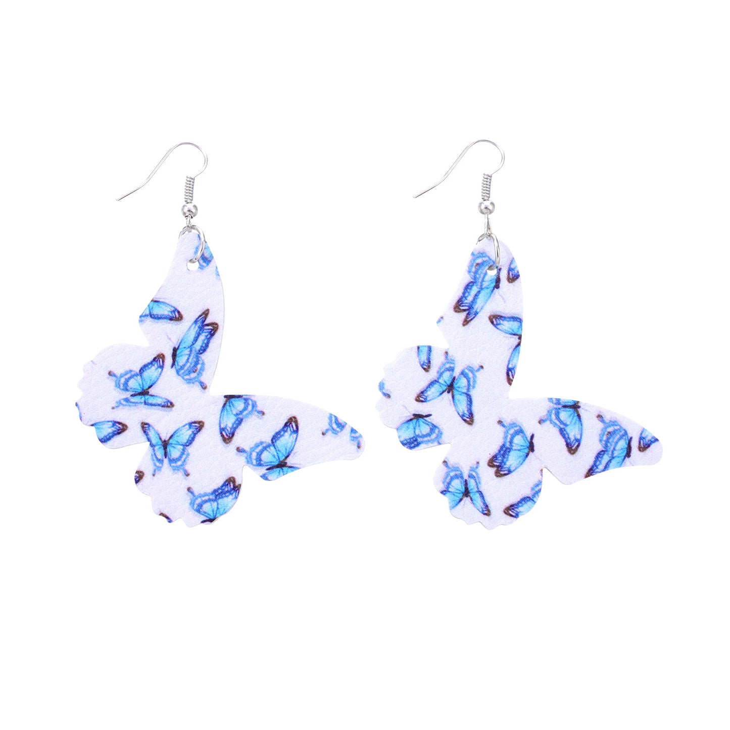 Jewelry double-sided printing butterfly leather earrings women's fashion ear hook combination earrings