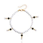 Jewelry Bohemian imitation pearl color crystal anklet women's foot chain ins beach tassel anklet