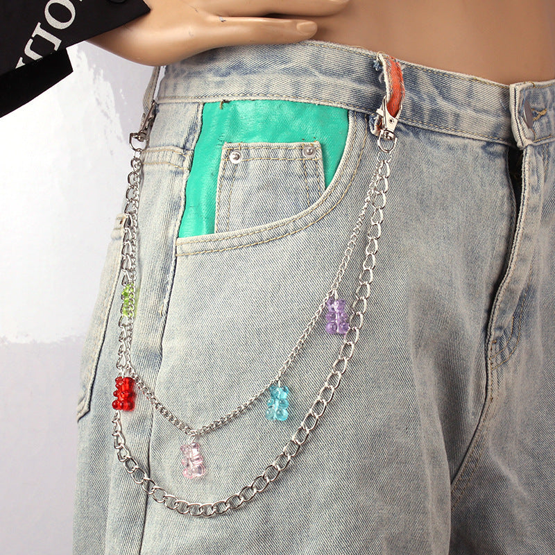 Multicolor Waist Chain Acrylic Jeans Hanging Chain Trendy Wear with Pants Chain