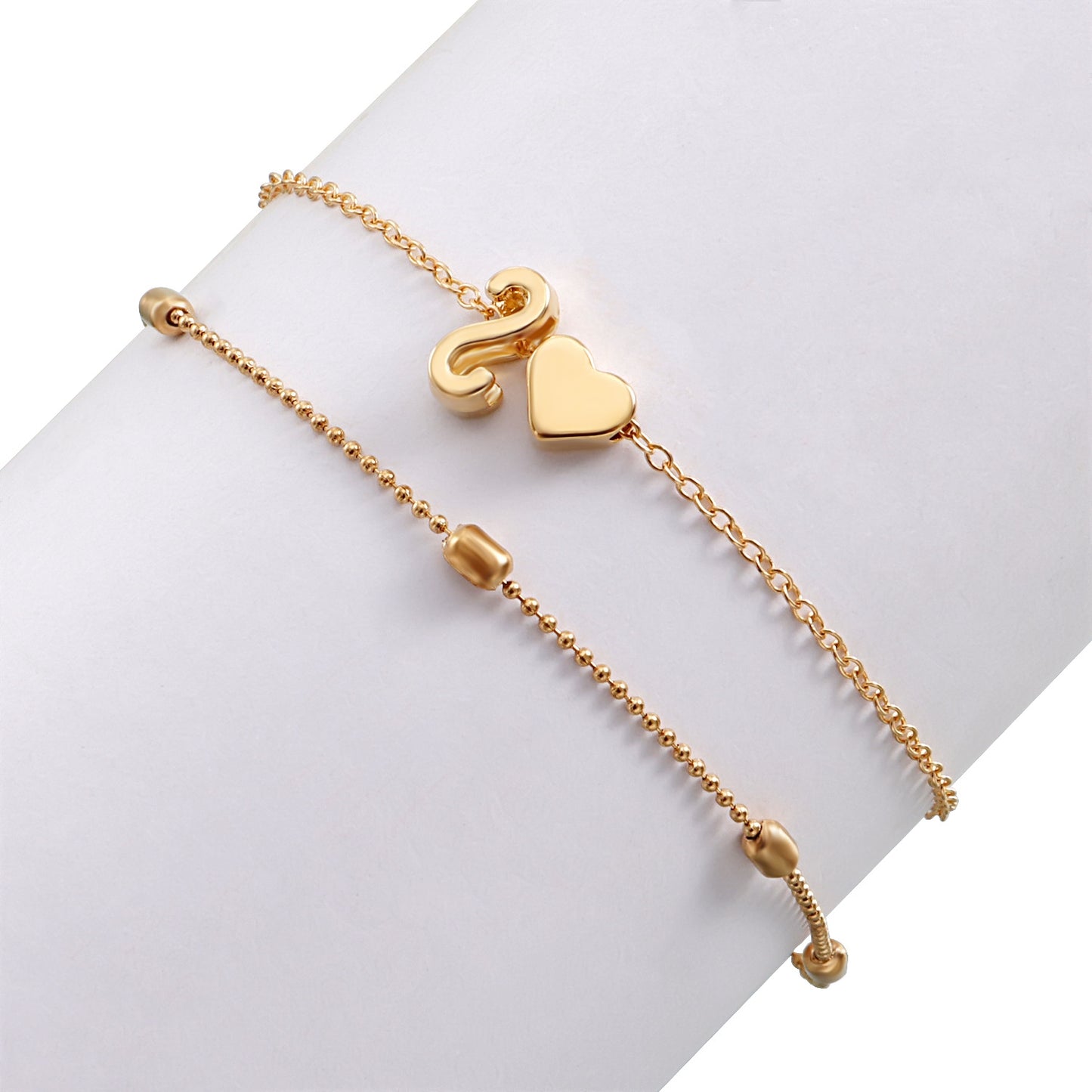 Jewelry Beach Bead Chain Love Peach Heart Alphabet Anklet Women's Versatile Temperament Foot Decoration Set