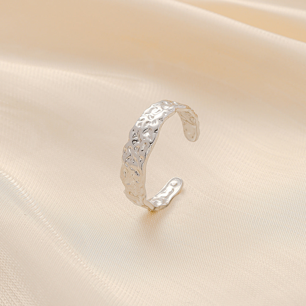 Fashion Simple Versatile Stainless Steel Ring Irregular Open Ring Ladies Ring Jewelry