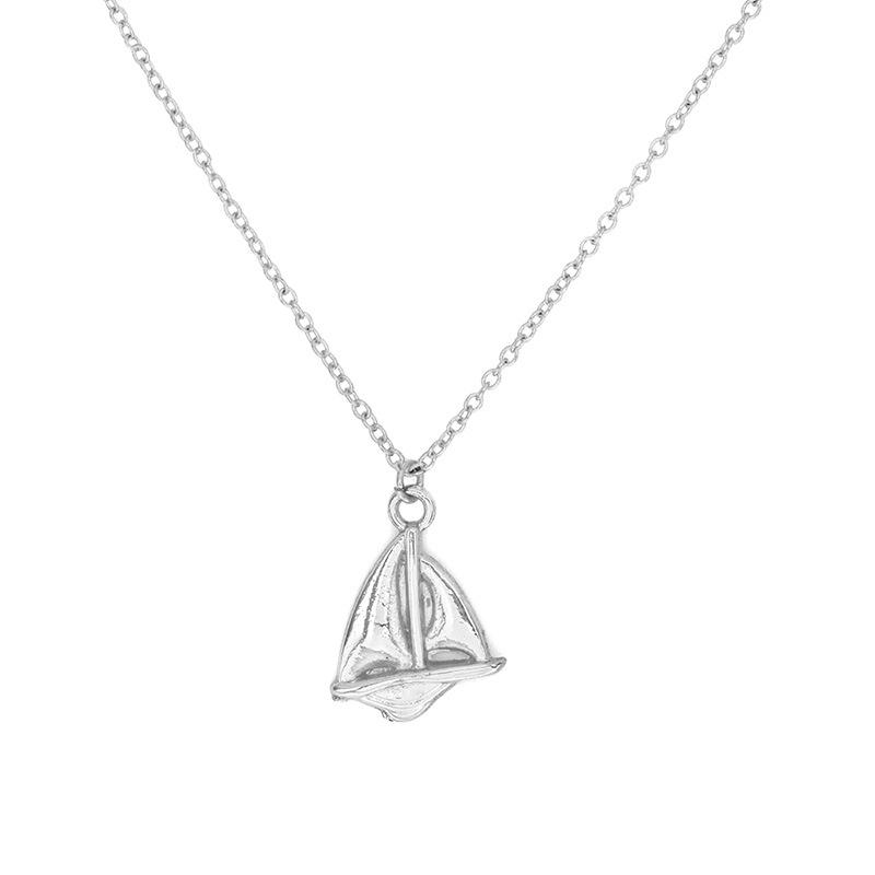 18 Years Jewelry Fashion Simple Sailboat Necklace Sailboat Shape Pendant Electroplated Gold and Silver