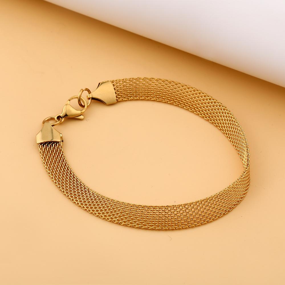 Popular Stainless Steel Vacuum Gold Plated Men's Bracelet Fashion Simple Mesh Trendy Bracelet