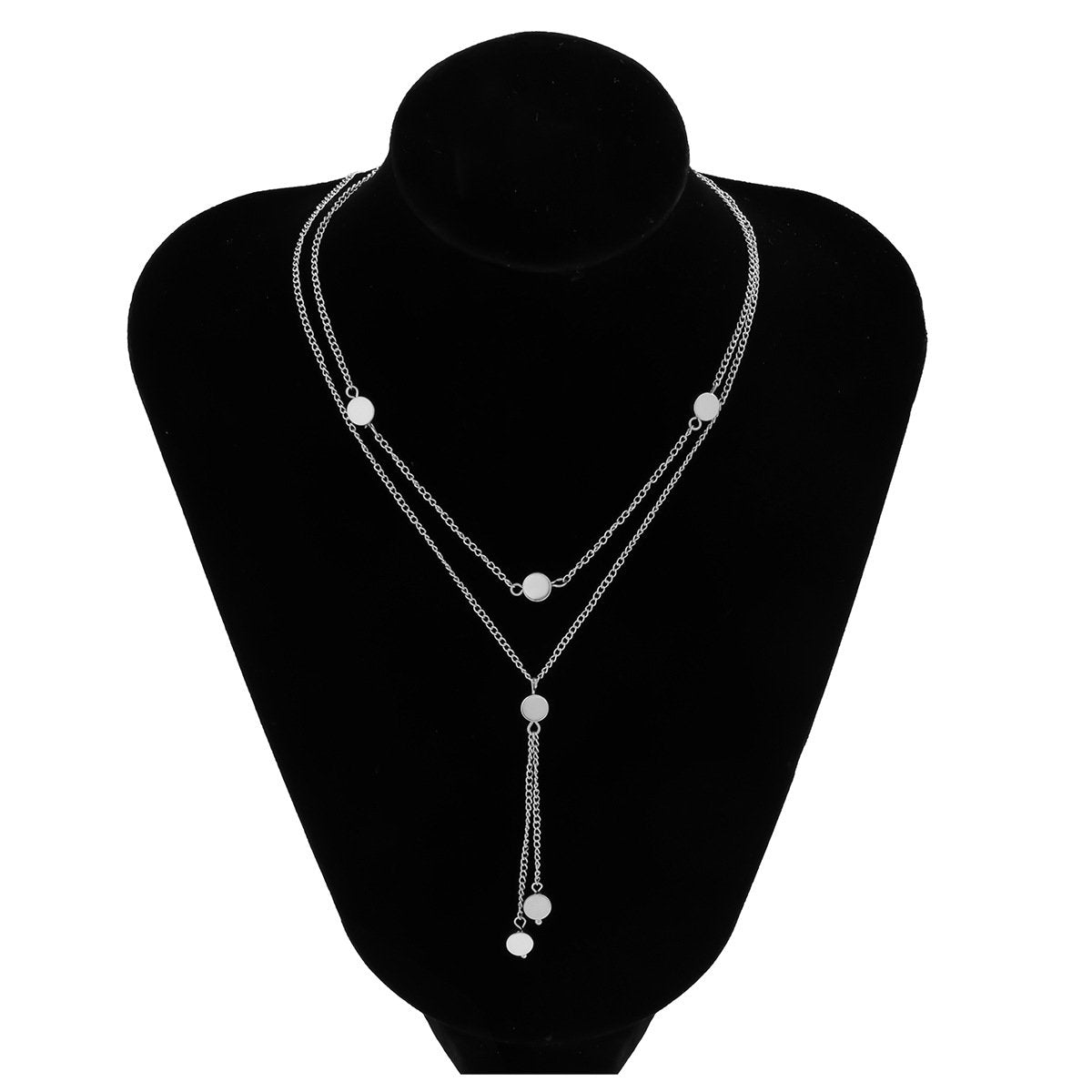 Jewelry simple and versatile metal bead pendant necklace retro cold chain tassel necklace