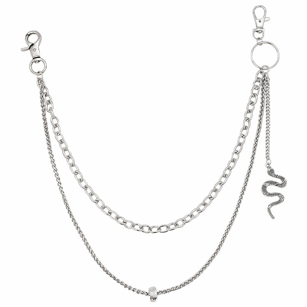 Trendy pants hanging chain decoration jeans chain ring accessories waist chain hanging decoration snake double tassel hip-hop pants chain