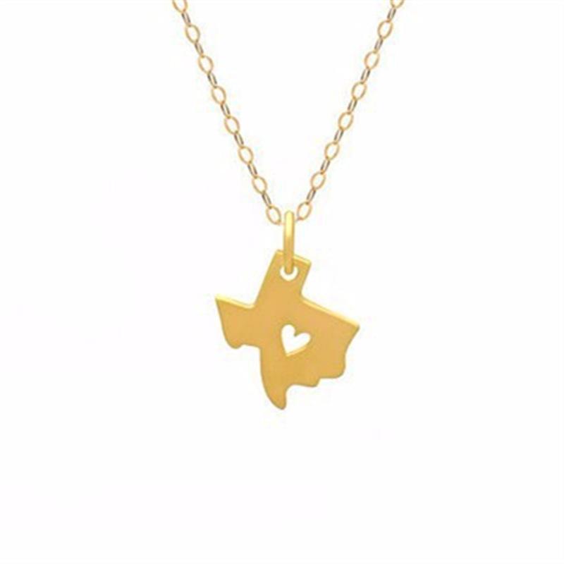 Popular Jewelry Texas Map Necklace Women Pendant Clavicle Chain