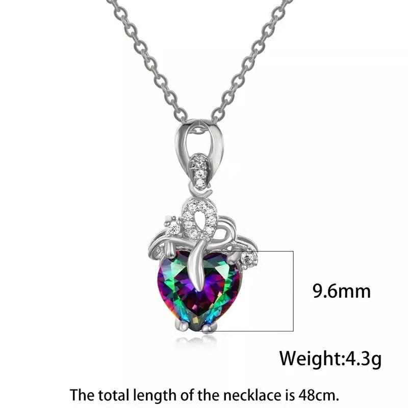Fashion Love Love Pendant Heart Shape Diamond Necklace Women's Tourmaline Crystal Accessories Jewelry Gift