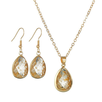 Accessories Fashion Vintage Resin Water Drop Necklace Earrings Set Ornament
