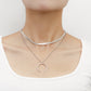 Jewelry trendy double-layer flat snake chain crescent pendant necklace female cold metal texture necklace