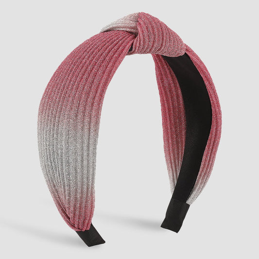 F5162 French light luxury creative tie-dye color contrast personality headband fabric knotted bright silk vertical pattern fashion headband female
