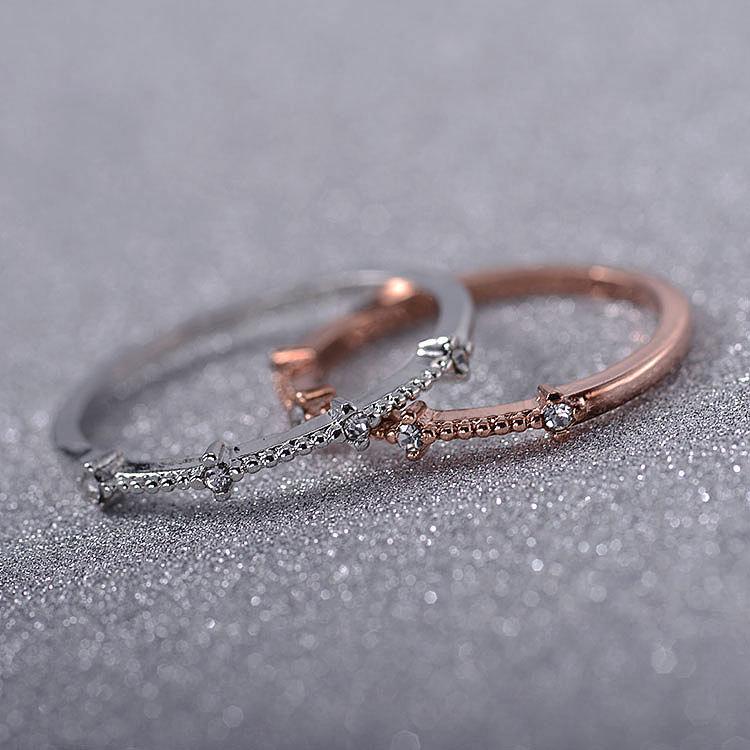 Simple style 4 small broken diamonds small fresh ring ring jewelry