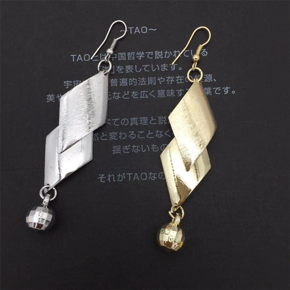 Exaggerated Surface Rhombus Bead Earrings Ladies Ear Jewelry Earrings Christmas Gift Style