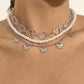 Jewelry Temperament Simple Butterfly Peach Heart Clavicle Necklace Retro Versatile Pearl Beaded Necklace Women