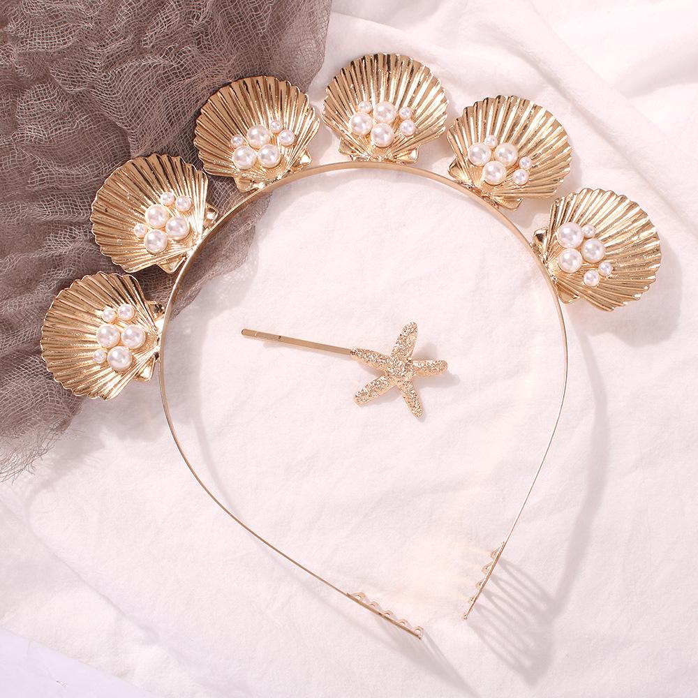 2F746 personalized alloy shell headband is specially for creative seaside holiday hairpin hair accessories