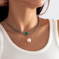 Jewelry imitation pearl thick chain mix and match necklace personality cold emerald double layer necklace