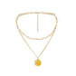 Titanium steel gold-plated pendant temperament all-match fashion pearl necklace retro round medal coin pendant necklace