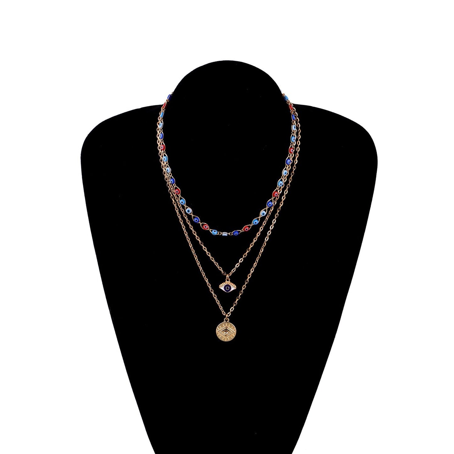 Jewelry Fashion Exaggerated Trend Eyes Necklace Multi-layered Devil's Eye Pendant Necklace