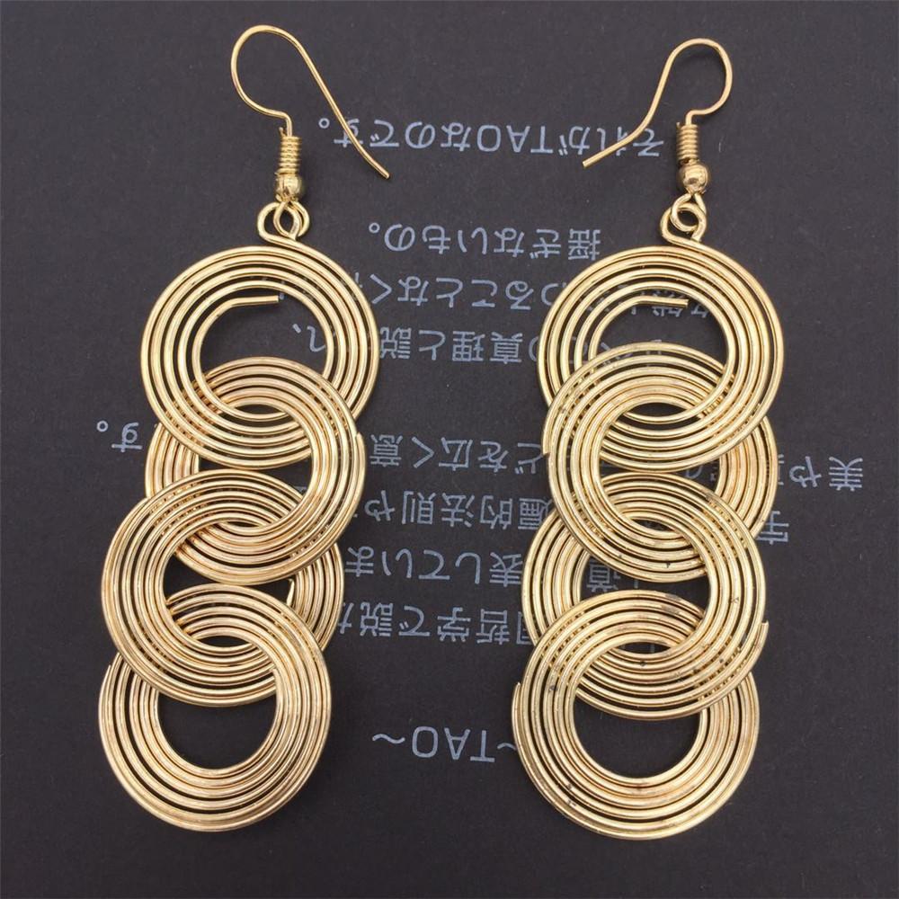 Indian Grid Jewelry Chain Ring Circle Tassel Lady Earrings Earrings