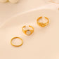 Versatile fashion personality stainless steel opening double heart oval drip oil set ring female