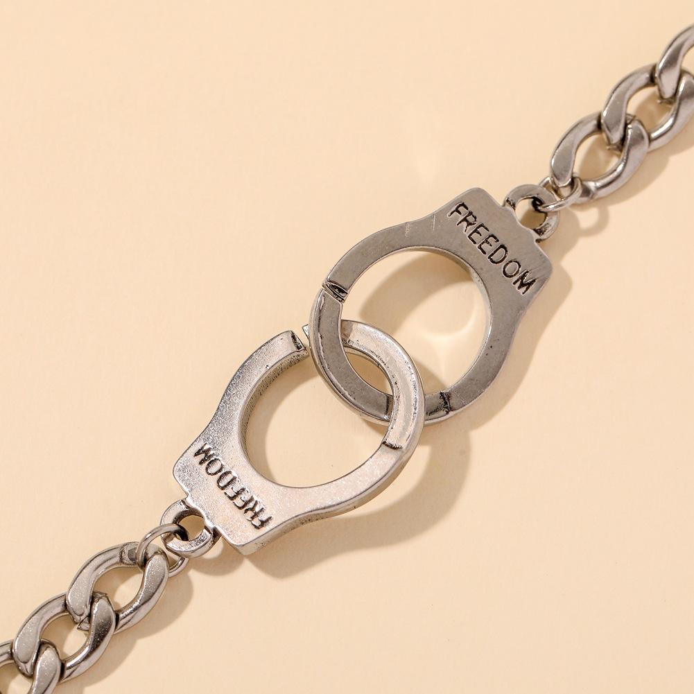 INS cold hip-hop hand jewelry simple stainless steel creative handcuffs lettering freedom fashion couple bracelet