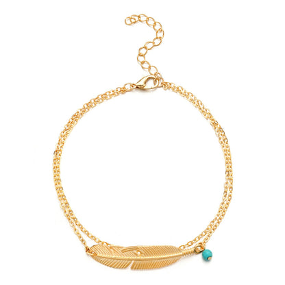 Beach Foot Decoration Retro Ladies Hollow Leaf Anklet Direct Supply