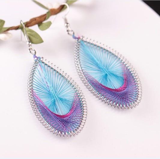 Earrings Handmade Silk Thread Oval Exaggerated Earrings Famous Bohemian Ear Jewelry