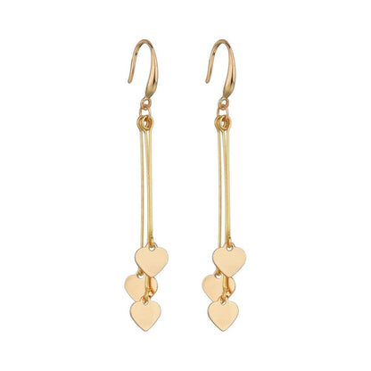 Popular Iron Piece Heart Earrings Retro Fashion Long Tassel Earrings Earrings Accessories