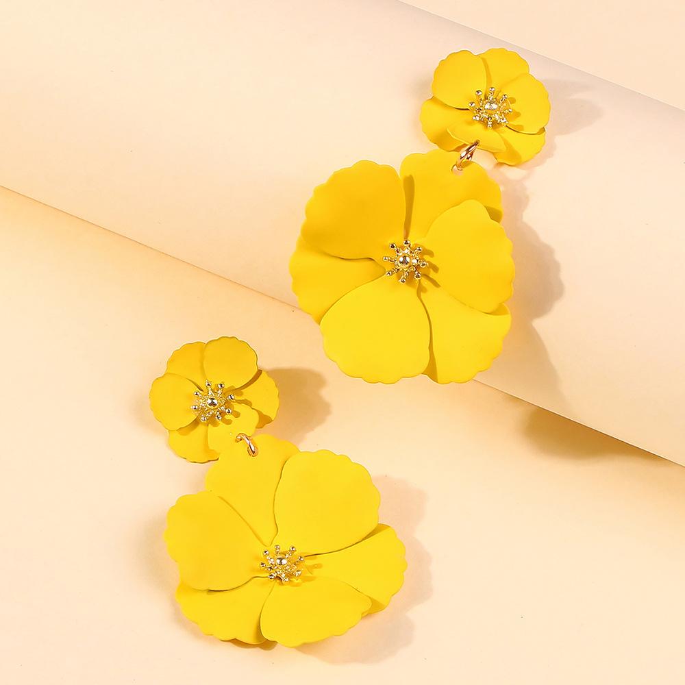E8327 Mori flower earrings creative fashion alloy spray paint multi-color flower stud earrings for women