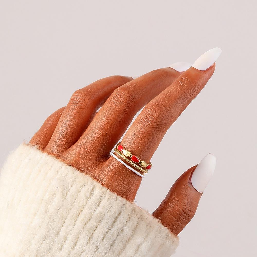 Simple Bohemian Ladies Stainless Steel Opening Adjustable Hollow Shell Drip Oil Ring