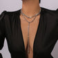N146 Exaggerated Rhinestone Long Necklace Double Tassel Personality Fashion Necklace Internet Celebrity Retro Necklace