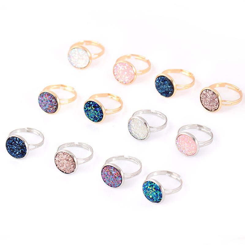 Fashion personality crystal cluster ring simple creative open ring jewelry