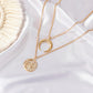 Retro Double Necklace Punk Personality Sun Moon Necklace Women's Multilayer Metal Clavicle Chain