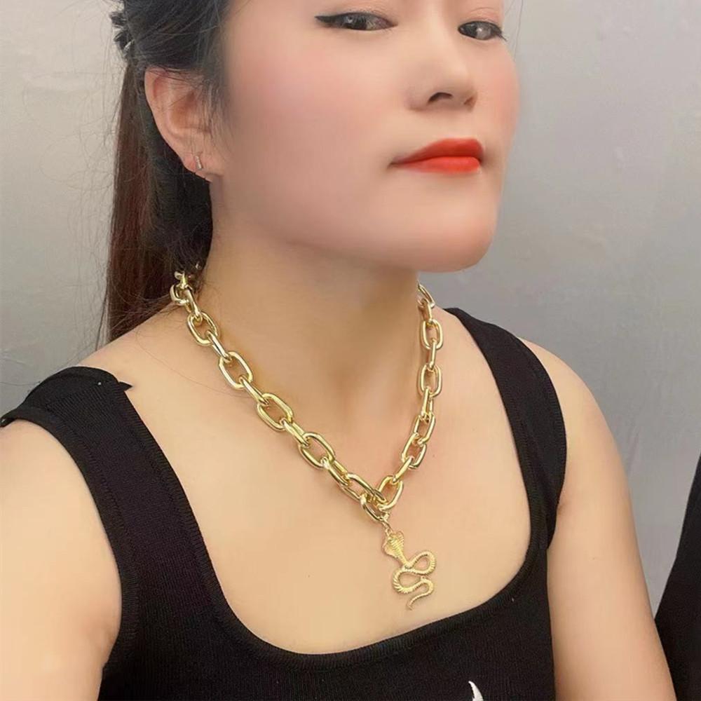 Jewelry explosive ins exaggerated flat head snake necklace wild snake necklace