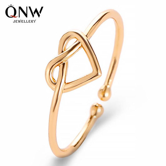 Knotted ring femininity simple hollow love opening ring peach heart heart-shaped ring