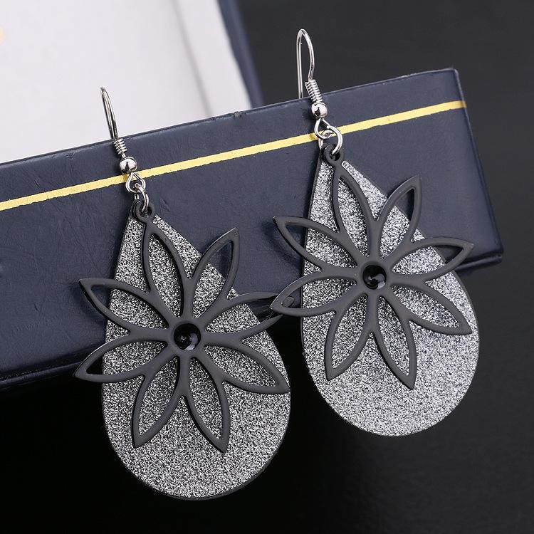Exaggerated Swing Earrings Hollow Flower Earrings Frosted Earrings