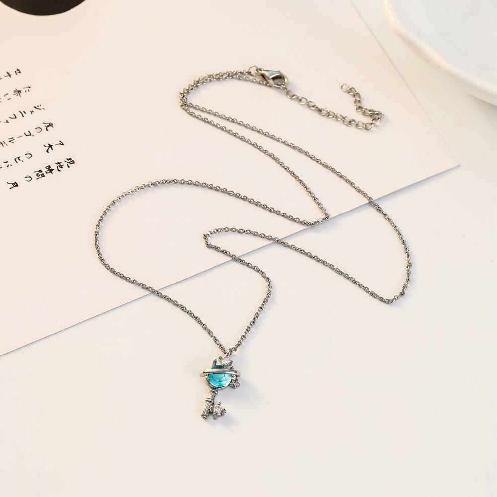 ins personality planet fantasy planet universe key blue crystal necklace necklace jewelry female