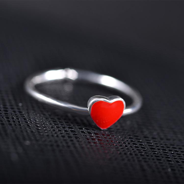 Fashion silver ring women's opening adjustable ring heart-shaped love red peach heart jewelry